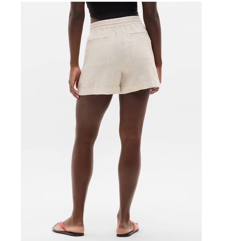 Athleta XS Retreat 100% Linen Drawstring Shorts Relaxed Fit Mid‎ Rise undyed - Picture 11 of 11